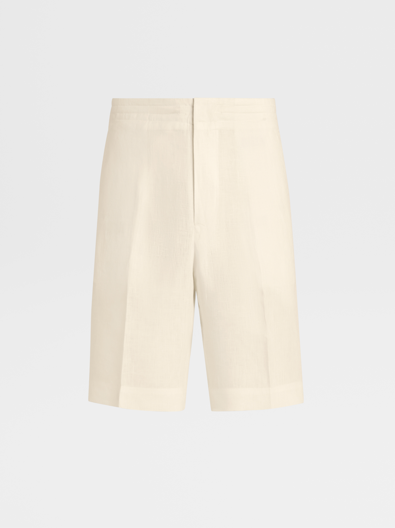 Pantalón Corto en Lino Puro Color Blanco Roto